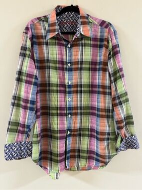 Robert Graham Plaid long sleeve button up size large mens
